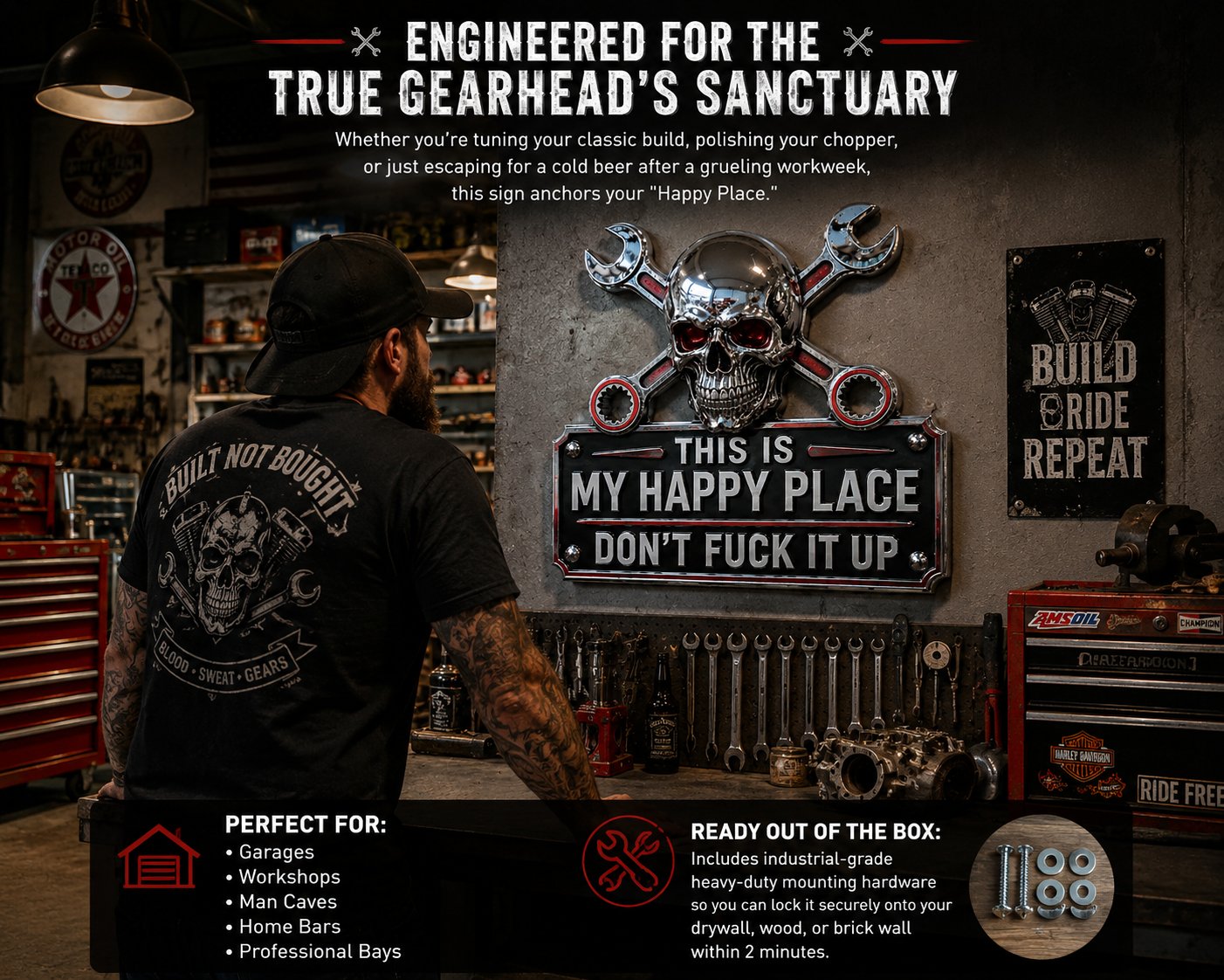 š„Fatherās Day 49% Off š"This Is My Happy Place" Garage Wall Sign