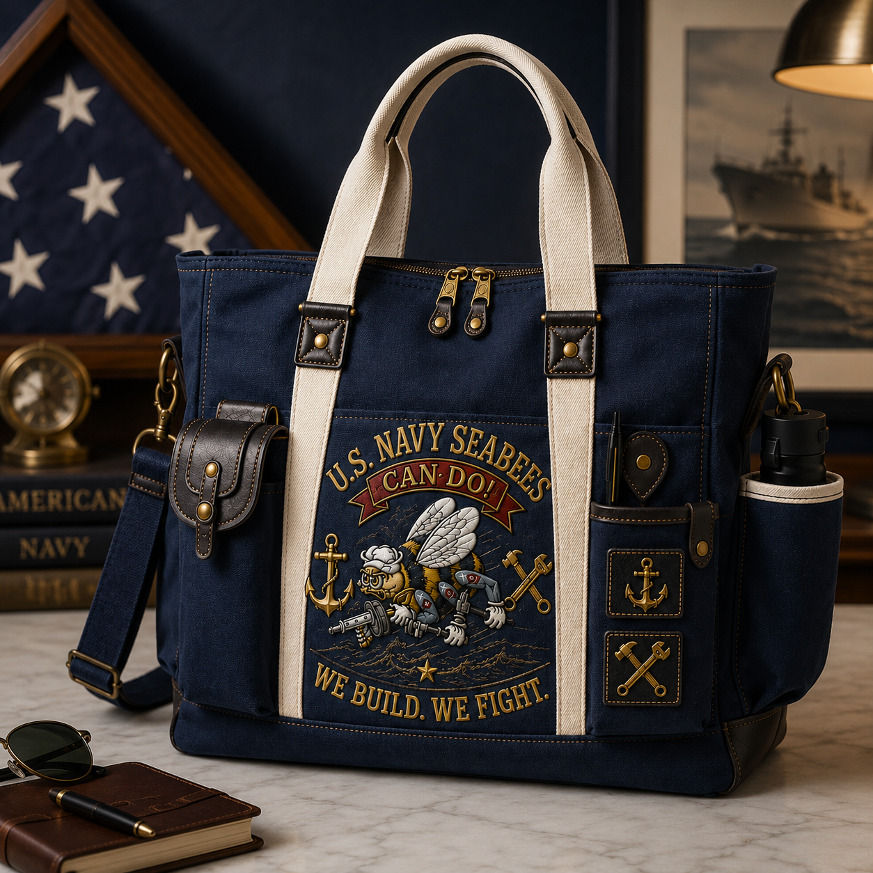 ๐๏ธU.S. Navy Seabees CAN DO Engineering-Duty Multifunctional Outdoor Tote Bag