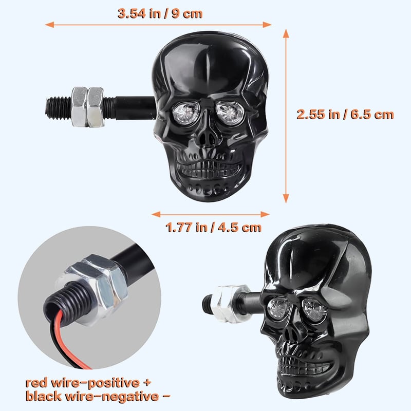 🏍️2025 Halloween Pre-Sale💥Skull Head LED Amber Turn Signal Indicator Light