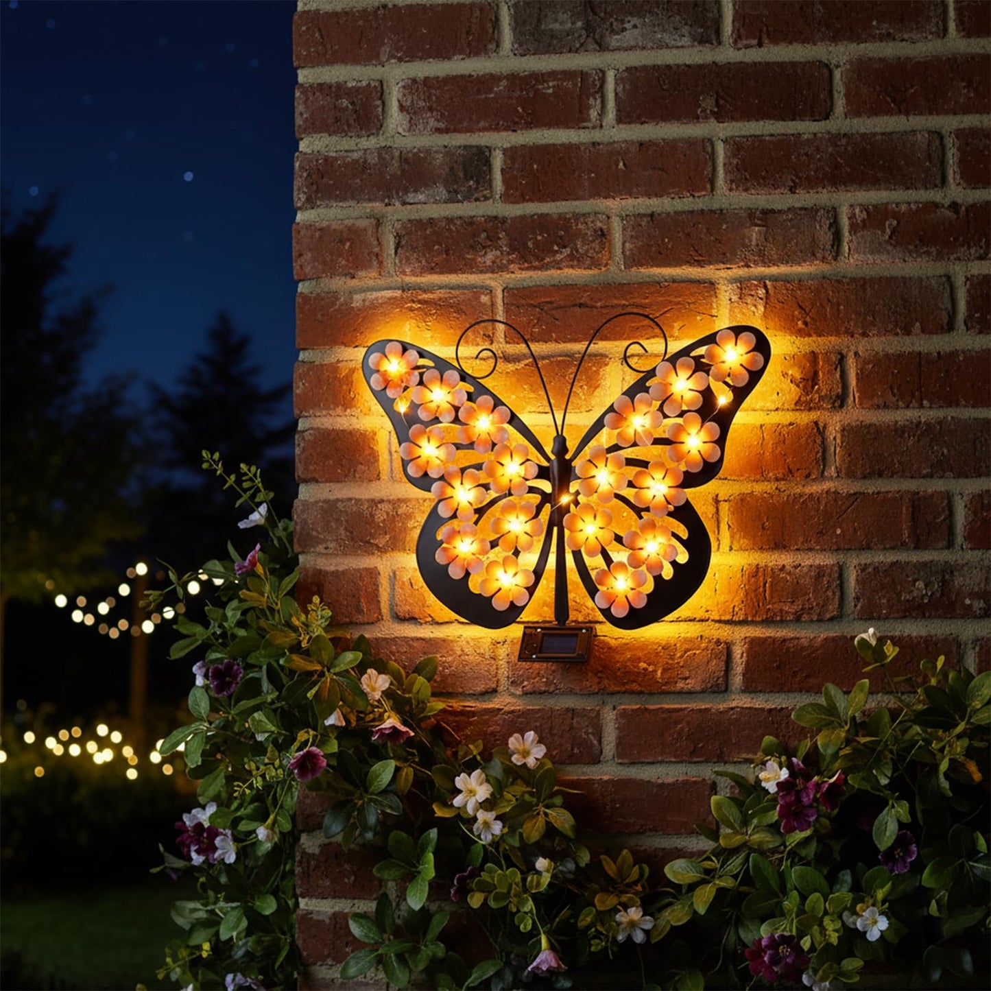 Solar Butterfly Wall Light Outdoor Decor