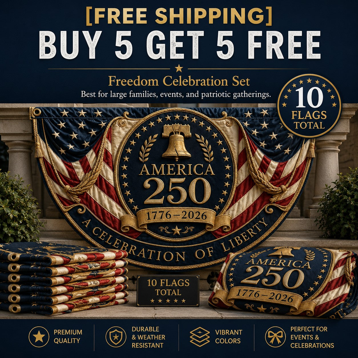 🇺🇸America 250 Fan Bunting Flag