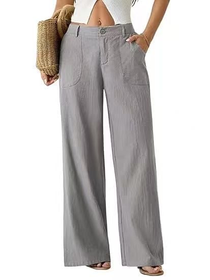Women's Summer Classical Cotton-Linen Lightweight Palazzo Pants