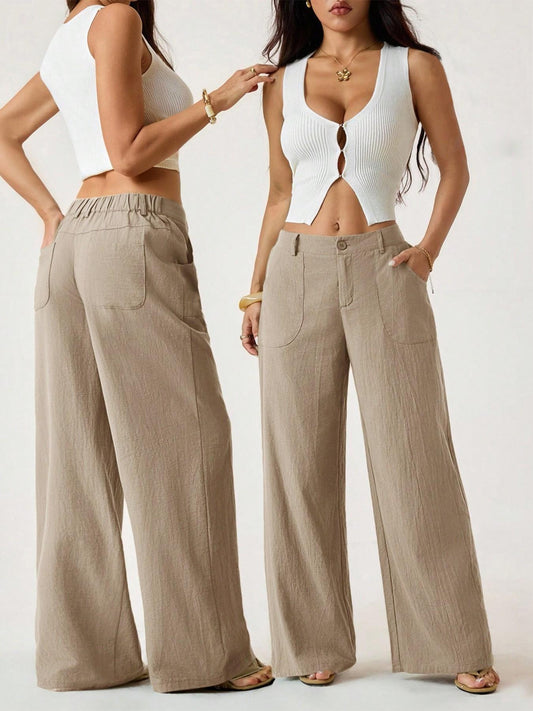 Women's Summer Classical Cotton-Linen Lightweight Palazzo Pants