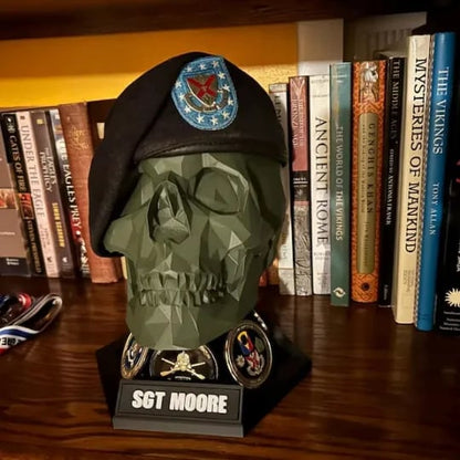 🔥Last Day 50% OFF - Military Beret Display Skull Veteran Gift | Custom Personalized Available 🪖💀