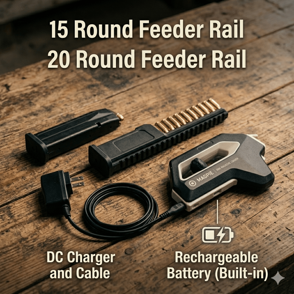 Automatic handheld 9mm magazine loader