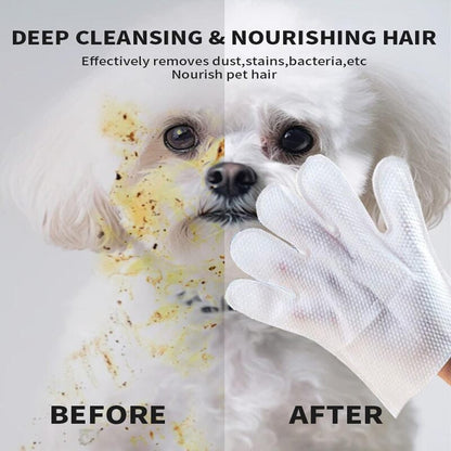 🔥Pet Bathing Wipes for Dogs & Cats, Cleaning & Deodorizing Grooming Gloves