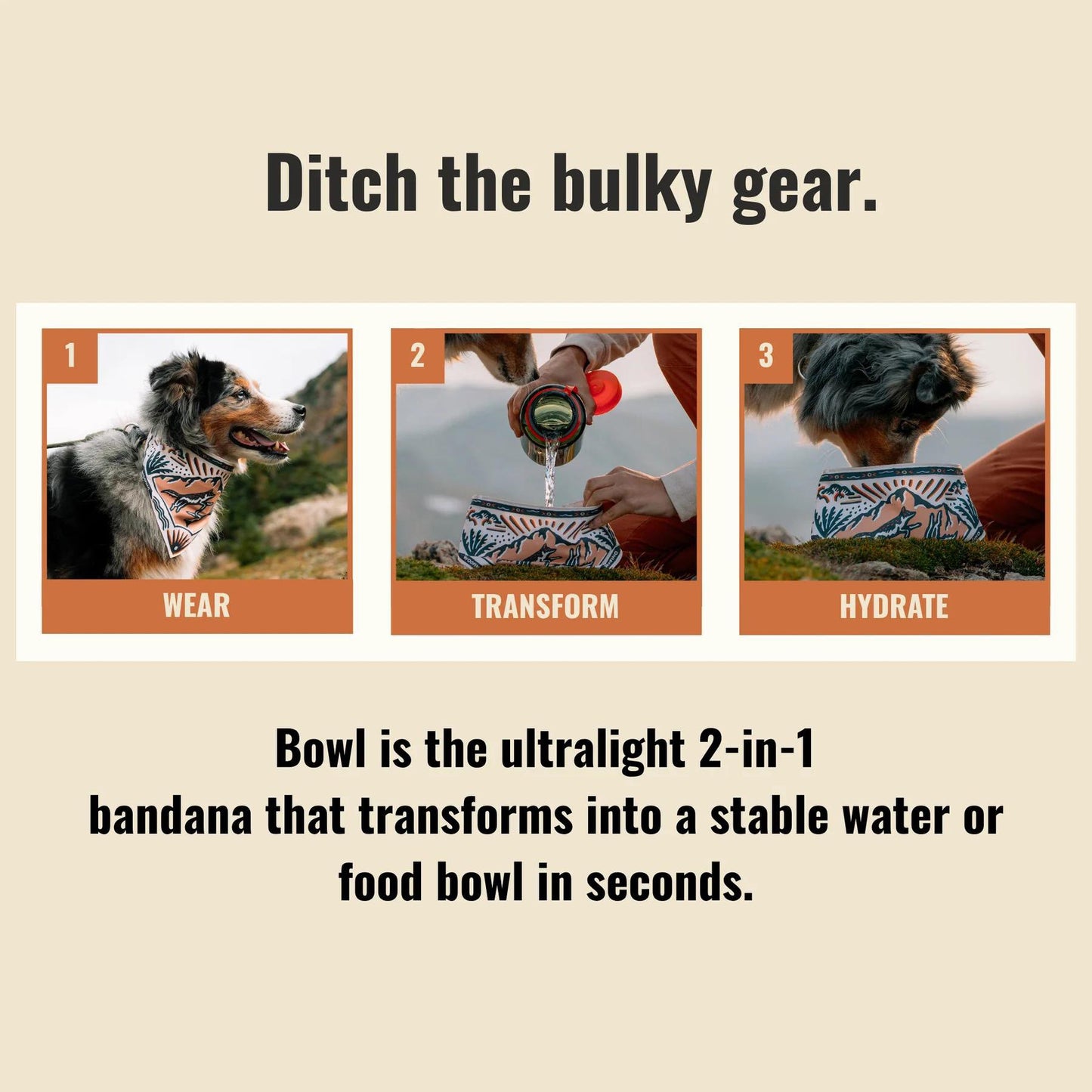 🐶2-in-1 Reversible Dog Bandana Bowl, Lightweight Spill-Proof TPU Travel Feeding Bowl for All Dogs Outdoor Hiking Camping💧