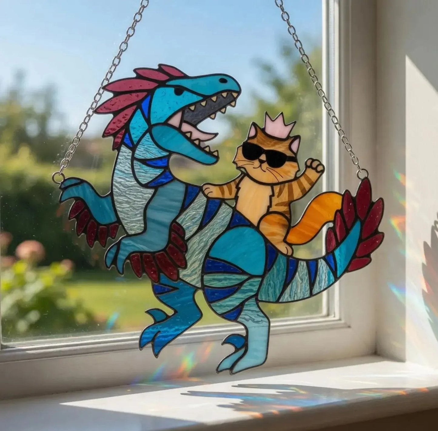 🔥Last Day 50% OFF – 🐉🐱  Stained Glass Suncatcher ✨
