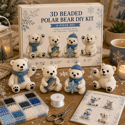 3D Beaded Bear DIY Kit – 4-Piece Handmade Bear Craft Set