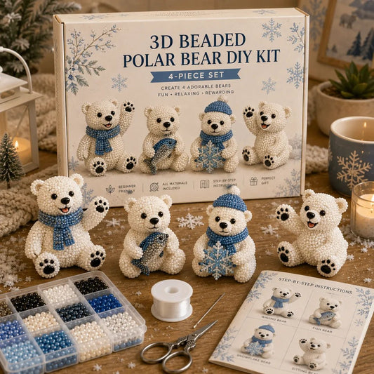3D Beaded Bear DIY Kit – 4-Piece Handmade Bear Craft Set