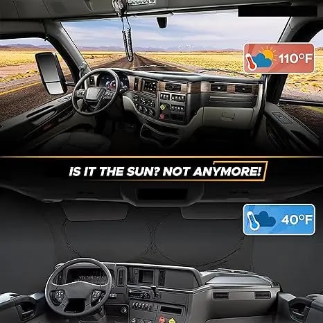 Semi-Trailer Sunshade for Full Windshield and Side Windows