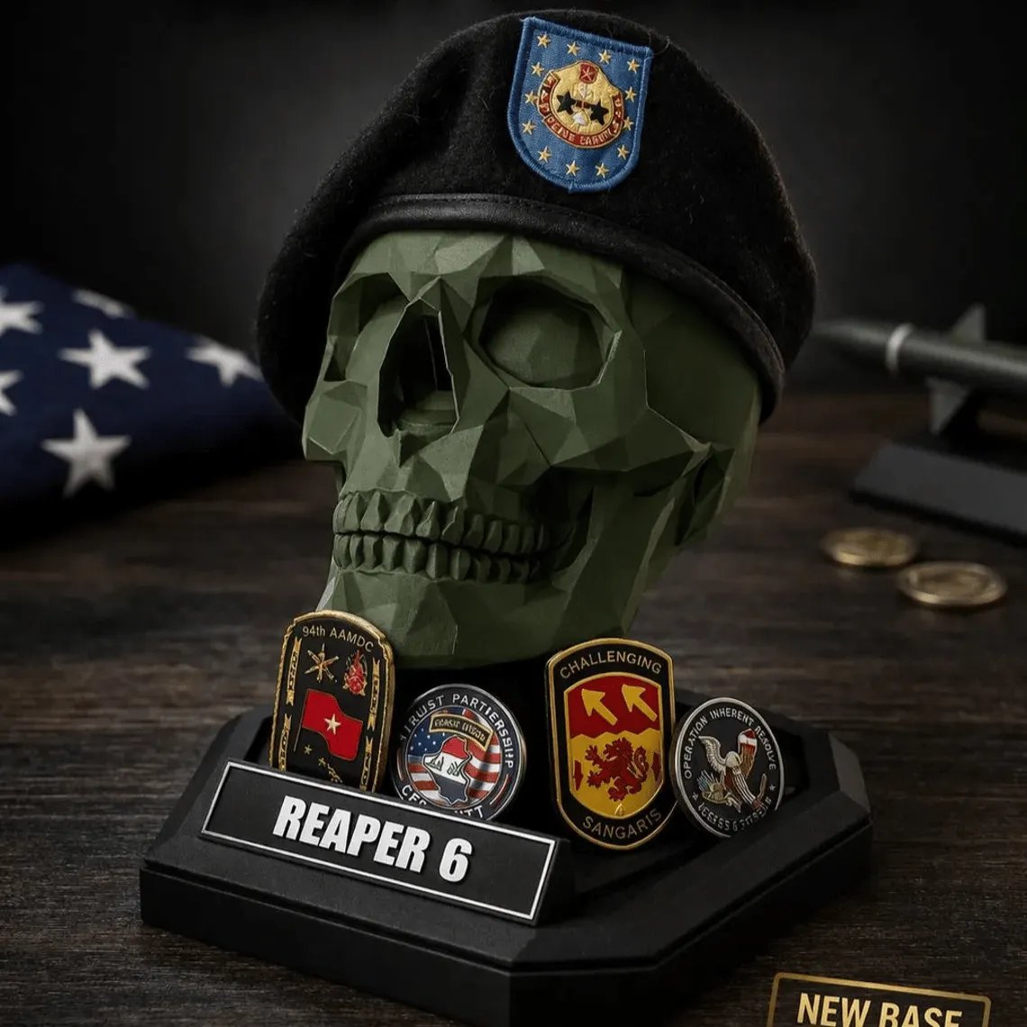 🔥Last Day 50% OFF - Military Beret Display Skull Veteran Gift | Custom Personalized Available 🪖💀