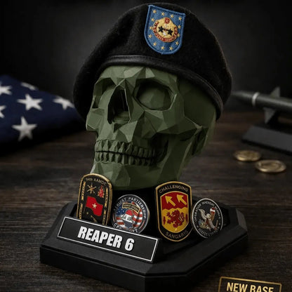 🔥Last Day 50% OFF - Military Beret Display Skull Veteran Gift | Custom Personalized Available 🪖💀