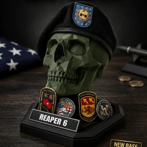 🔥Last Day 50% OFF - Military Beret Display Skull Veteran Gift | Custom Personalized Available 🪖💀