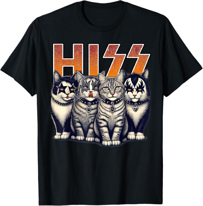 🔥Hot Sale 49% off🌟🎶 Unisex Hiss Funny Cats Kittens Rock Rockin T-Shirt