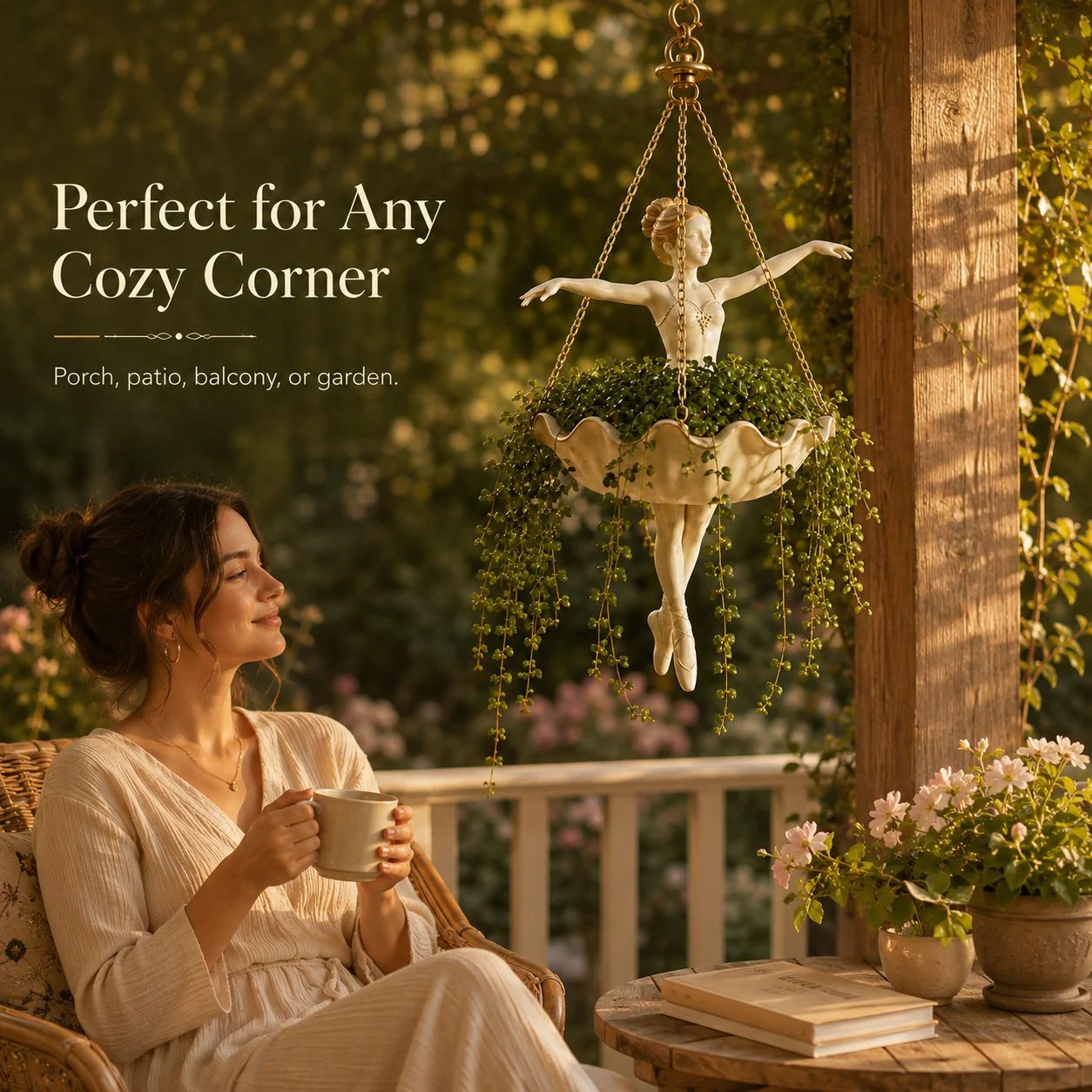 🎁🎉Only $25.99 This Week🎉💃 Ballet Dancer Hanging Planter– 🌿Elegant Garden Decor for Porch & Patio