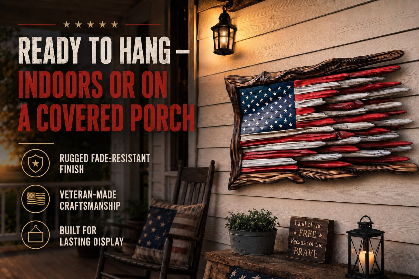 🎁Father’s Day 49% OFF - 🇺🇸 Battle Worn Wooden Flag | Handcrafted Patriotic Wall Art by Veteran