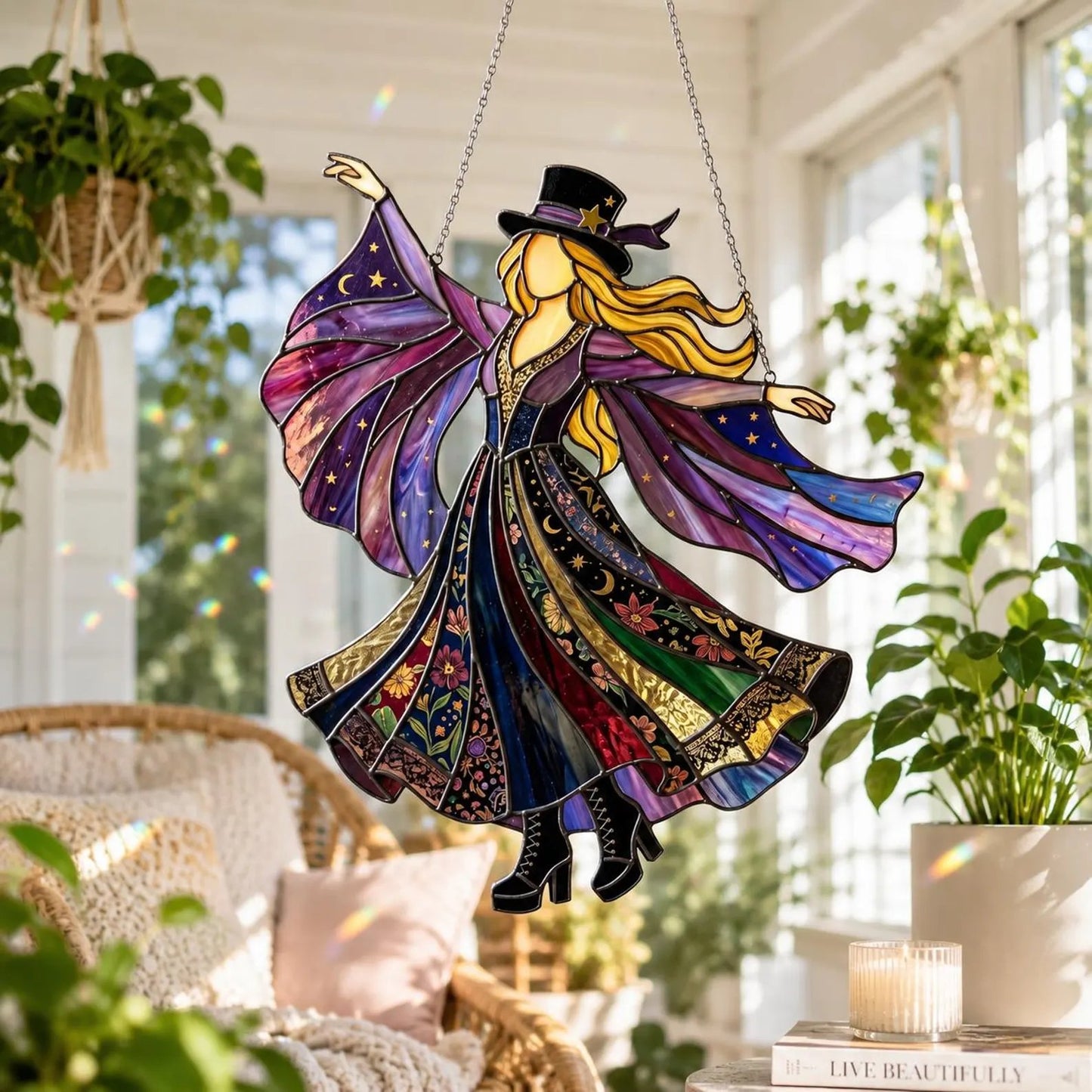 💥LAST DAY 57% OFF - 💃Stevie Nicks🤘Handmade Stained Glass Spinner