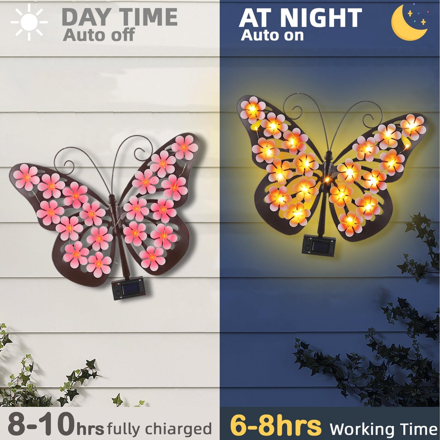 Solar Butterfly Wall Light Outdoor Decor
