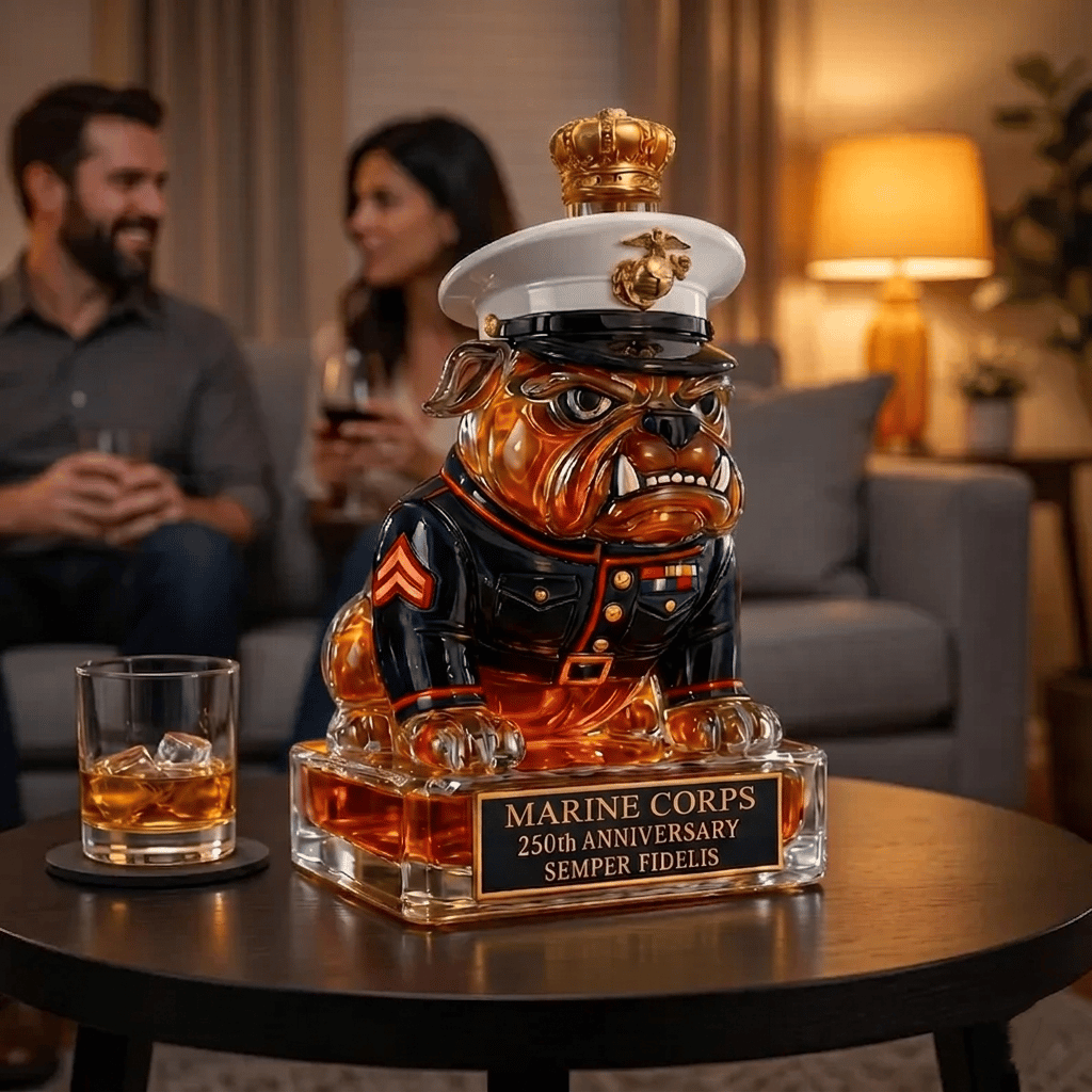 👑 Marine Corps The 250th Anniversary Devil Dog Whiskey Bottle
