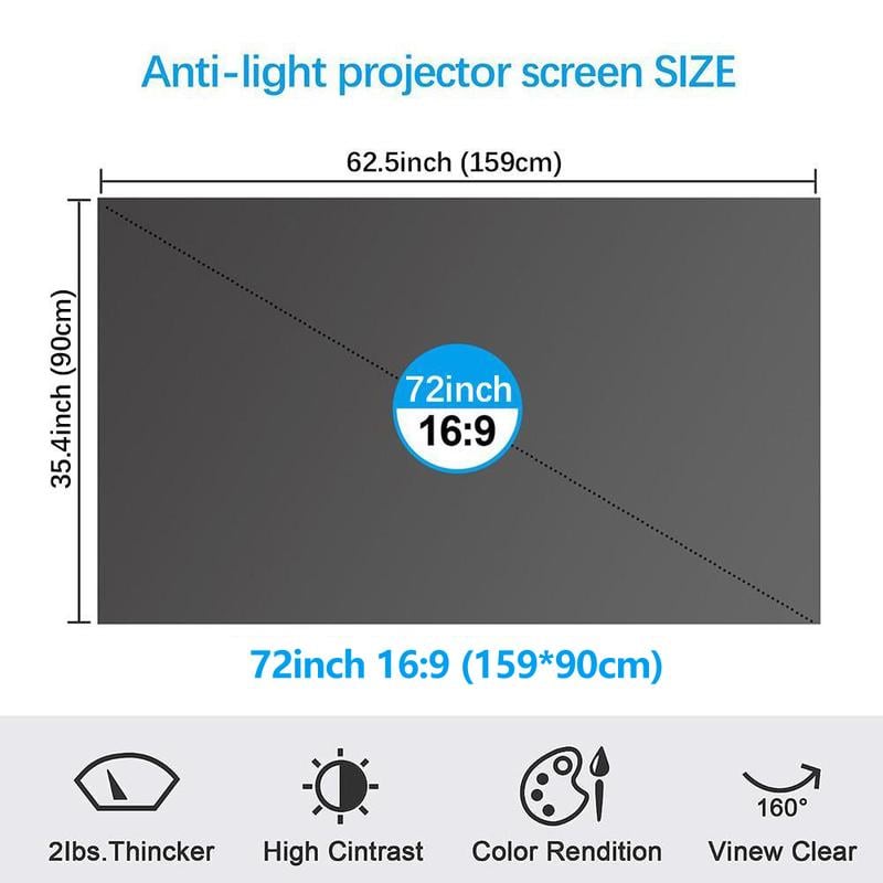 Anti-Light 4K Projector Screen (16:9)🎥✨
