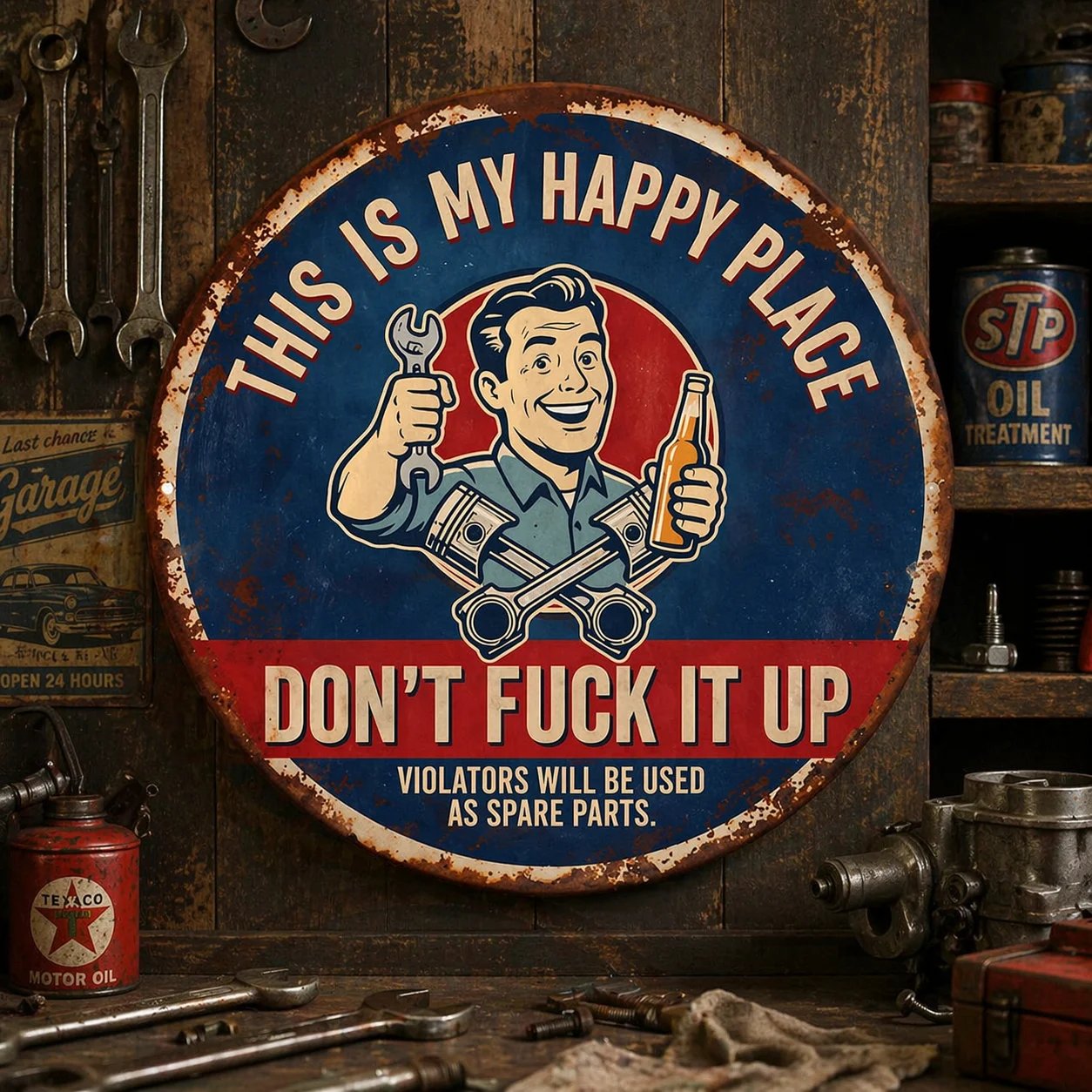🔥LAST DAY 50% OFF - 🔩🔧"This Is My Happy Place" Metal Tin Sign