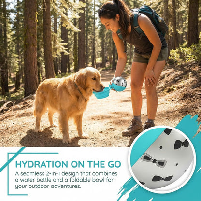 Portable Dog Water Bottle for Walking & Travel - 2-in-1 Stainless Steel Dog Travel Water Bottle with Foldable Silicone Bowl - Leak-Proof, Lightweight Water Bottle for Dogs, Puppies & Pets