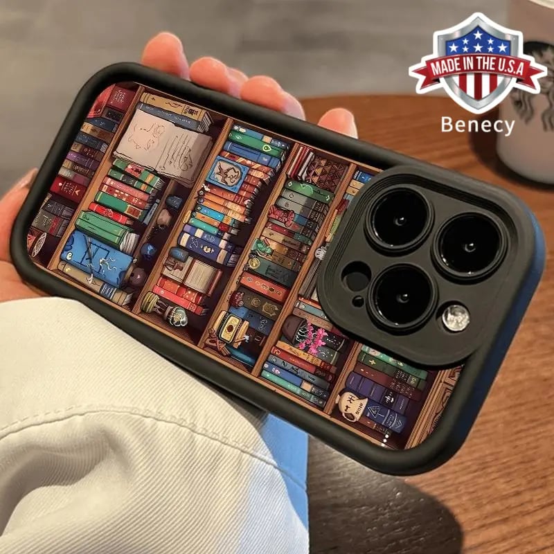 🔥LAST DAY 49% OFF📚Cartoon Bookshelf Pattern TPU Phone Case for iPhone
