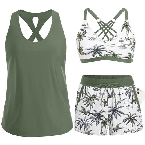 🔥Aqua Eve Three Piece Tankini with Shorts🩱