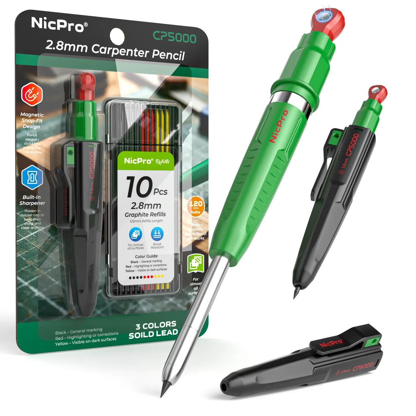 ✍️7-In-1 Nicpro Carpenter Pencils with Sharpener
