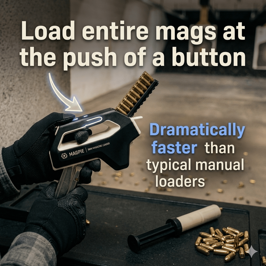 Automatic handheld 9mm magazine loader