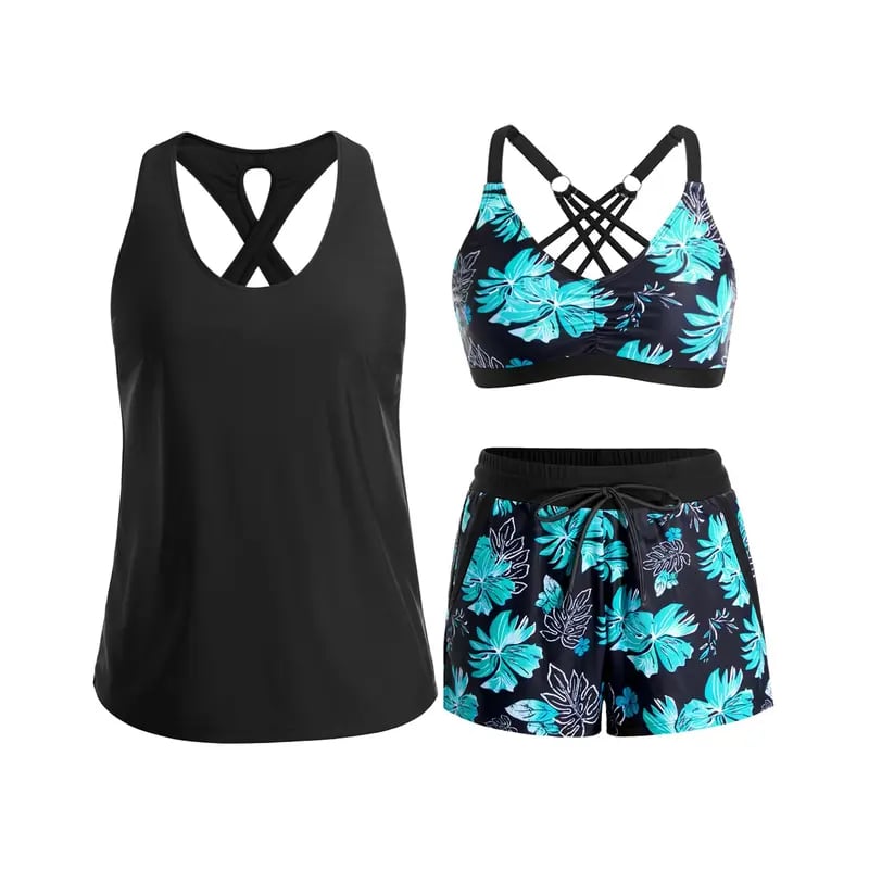 🔥Aqua Eve Three Piece Tankini with Shorts🩱