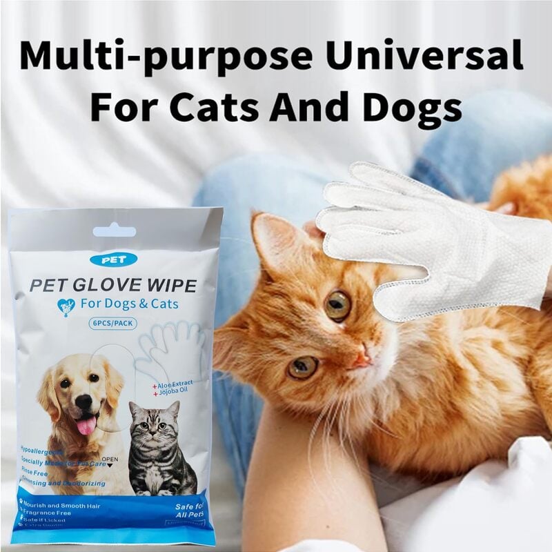 🔥Pet Bathing Wipes for Dogs & Cats, Cleaning & Deodorizing Grooming Gloves