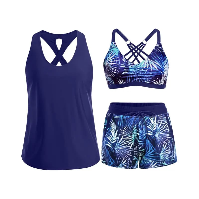 🔥Aqua Eve Three Piece Tankini with Shorts🩱