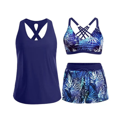 🔥Aqua Eve Three Piece Tankini with Shorts🩱