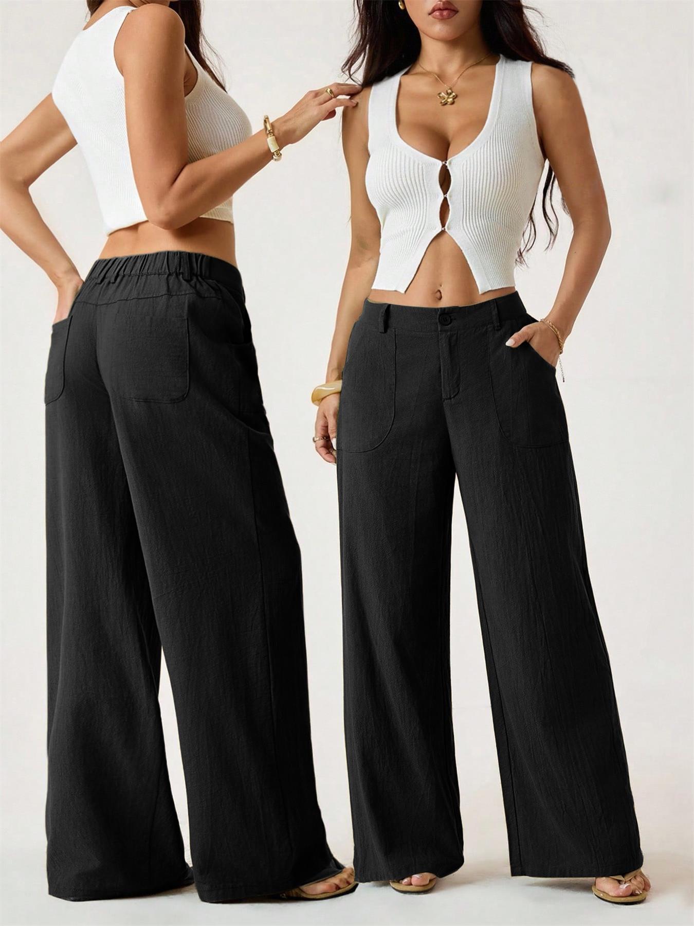 Women's Summer Classical Cotton-Linen Lightweight Palazzo Pants