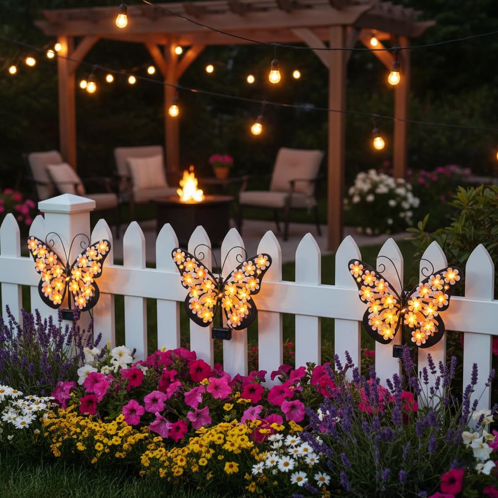 Solar Butterfly Wall Light Outdoor Decor