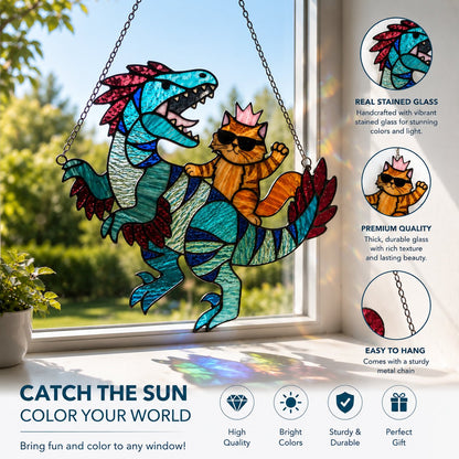 🔥Last Day 50% OFF – 🐉🐱  Stained Glass Suncatcher ✨