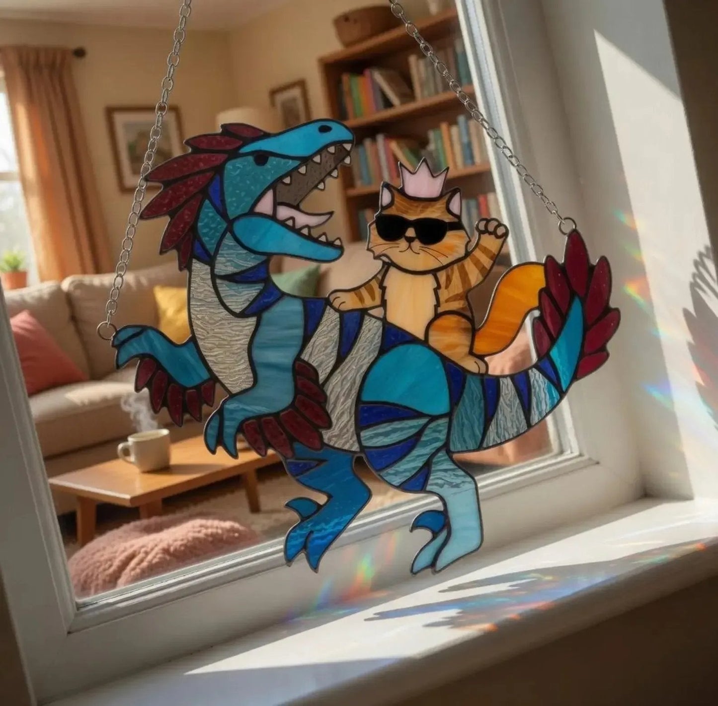 🔥Last Day 50% OFF – 🐉🐱  Stained Glass Suncatcher ✨