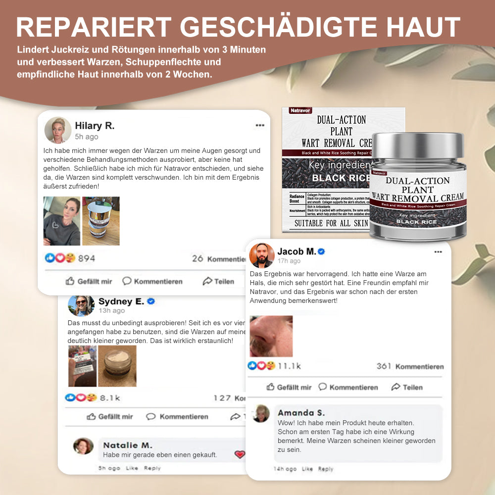 Natravor® Black Rice Skin Repair Essence Cream ⚕️ FDA Certified (Removes warts and skin growths, improves keratin buildup and seborrheic dermatitis, follicular keratosis, age spots, and bruising)