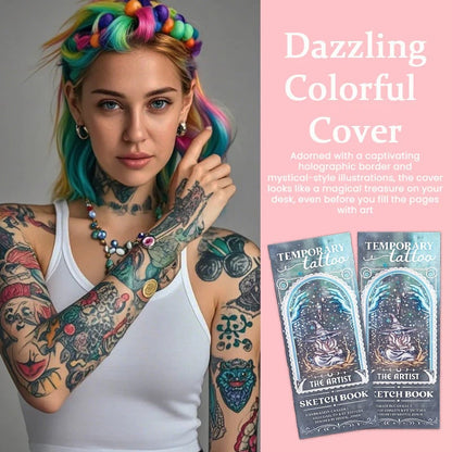 🎨✨Temporary Tattoo Sketchbook – 🌈📔Tattoo Design Drawing Book