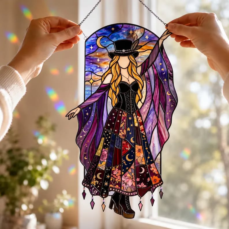 💥LAST DAY 57% OFF - 💃Stevie Nicks🤘Handmade Stained Glass Spinner