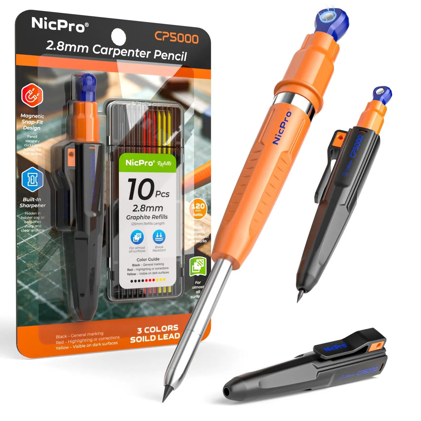 ✍️7-In-1 Nicpro Carpenter Pencils with Sharpener