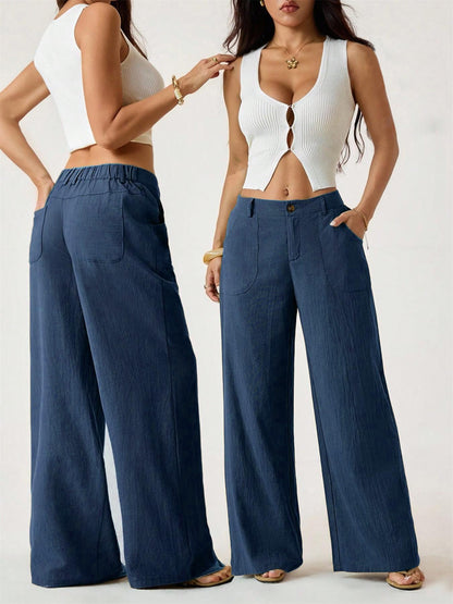 Women's Summer Classical Cotton-Linen Lightweight Palazzo Pants