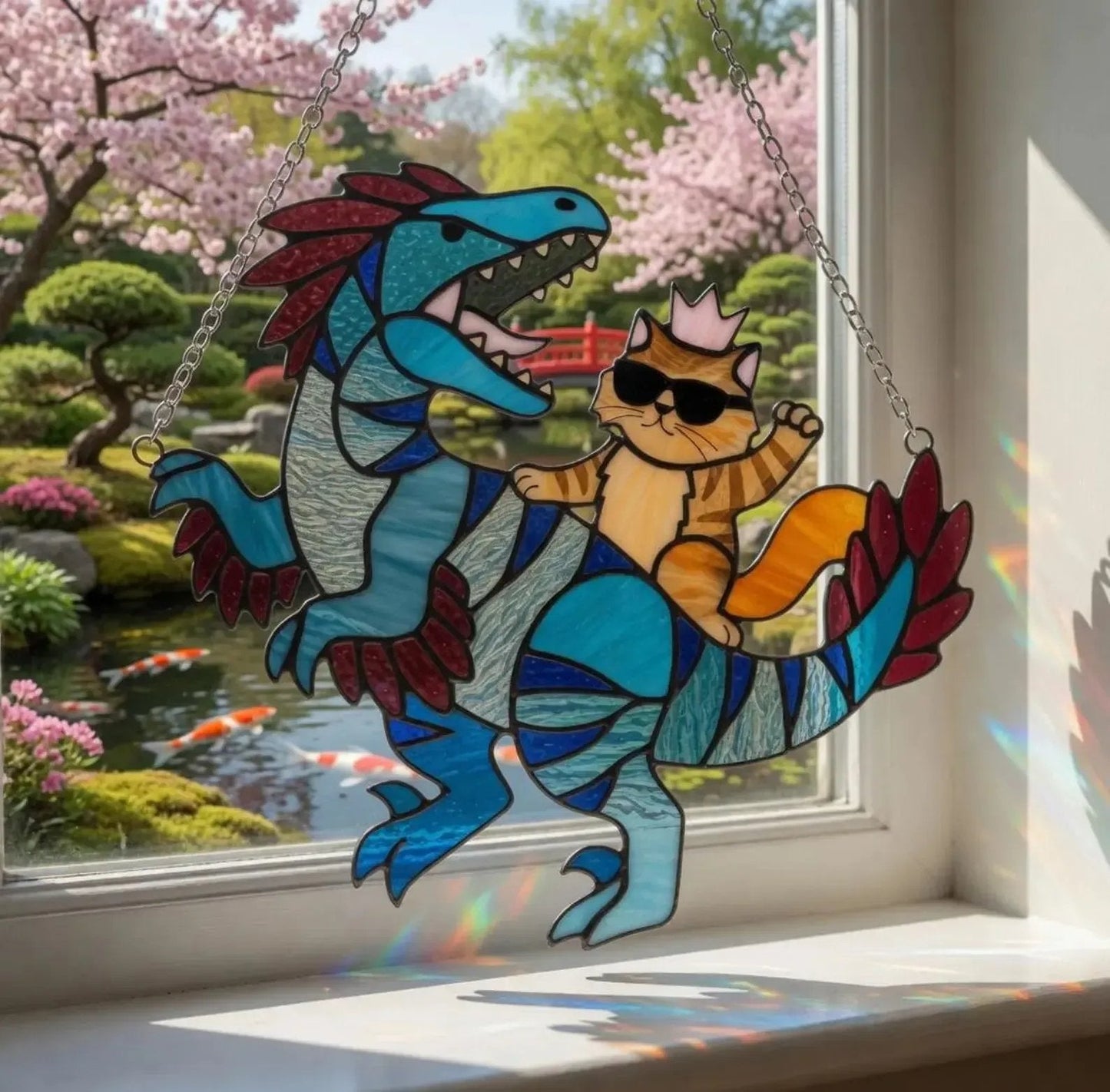 🔥Last Day 50% OFF – 🐉🐱  Stained Glass Suncatcher ✨