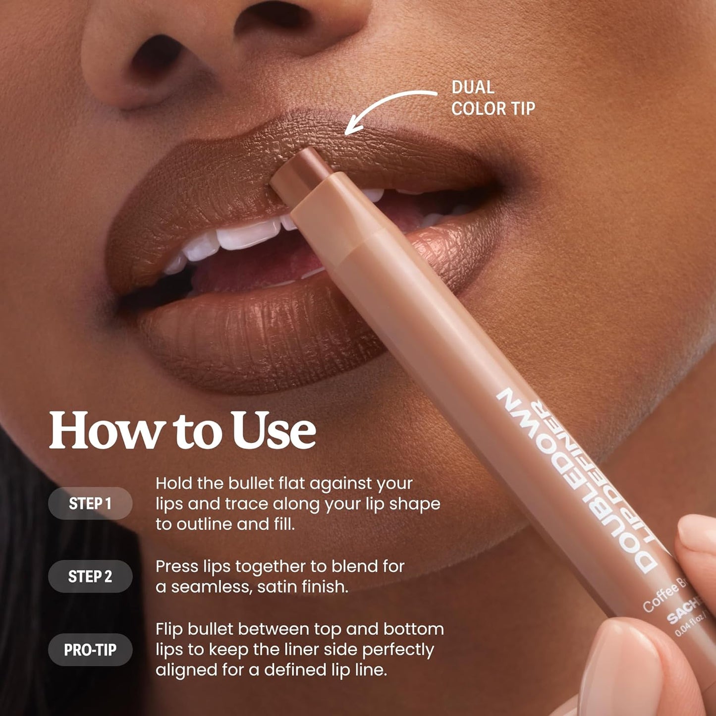 sacheu DoubleDown Lip Definer - 2-in-1 Lip Liner & Balm, Long-Lasting K-Beauty Lipstick with Satin Finish, Avocado Oil & Vitamin E