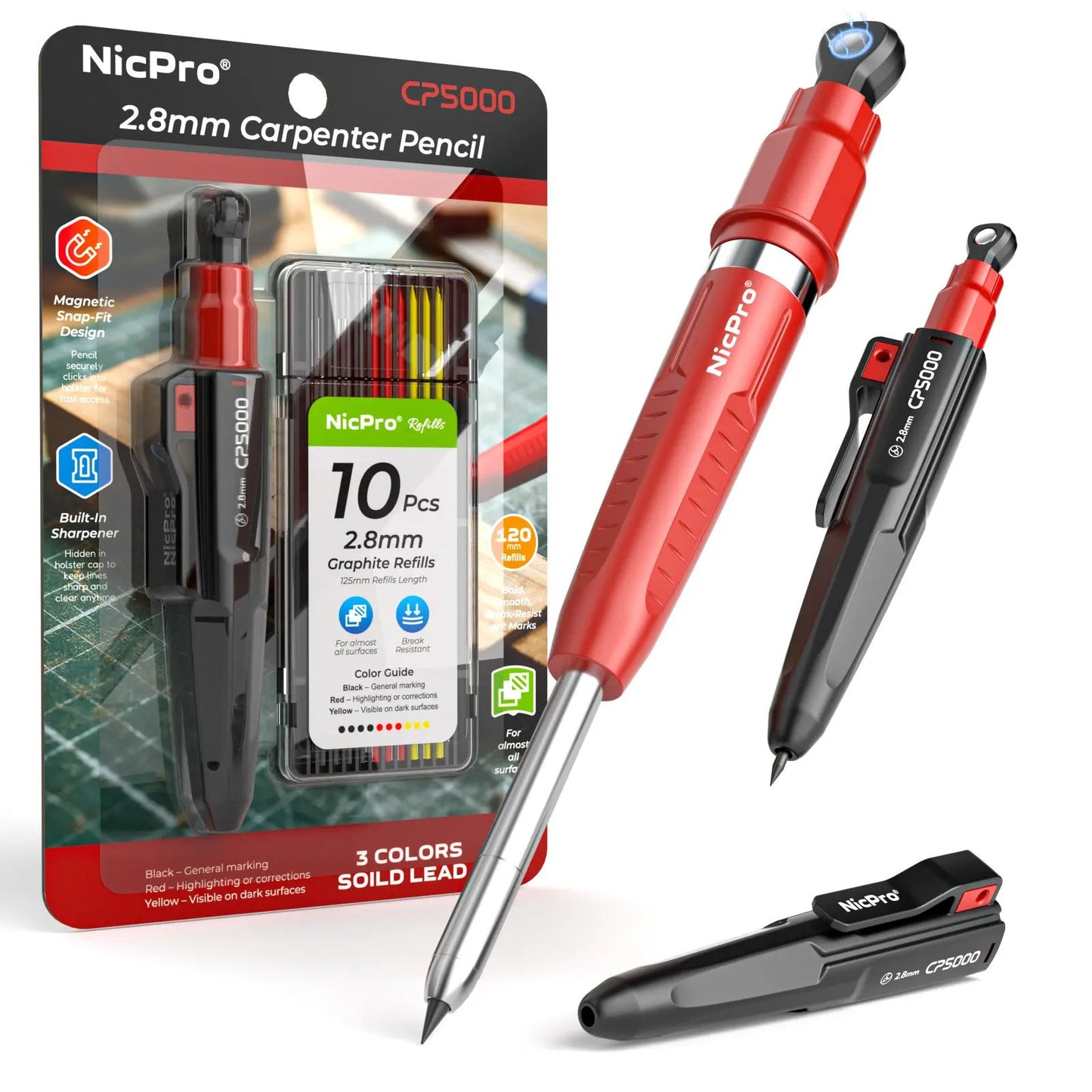✍️7-In-1 Nicpro Carpenter Pencils with Sharpener