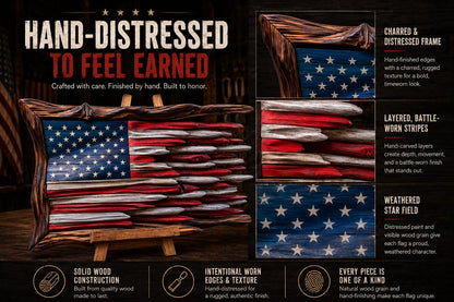 🎁Father’s Day 49% OFF - 🇺🇸 Battle Worn Wooden Flag | Handcrafted Patriotic Wall Art by Veteran