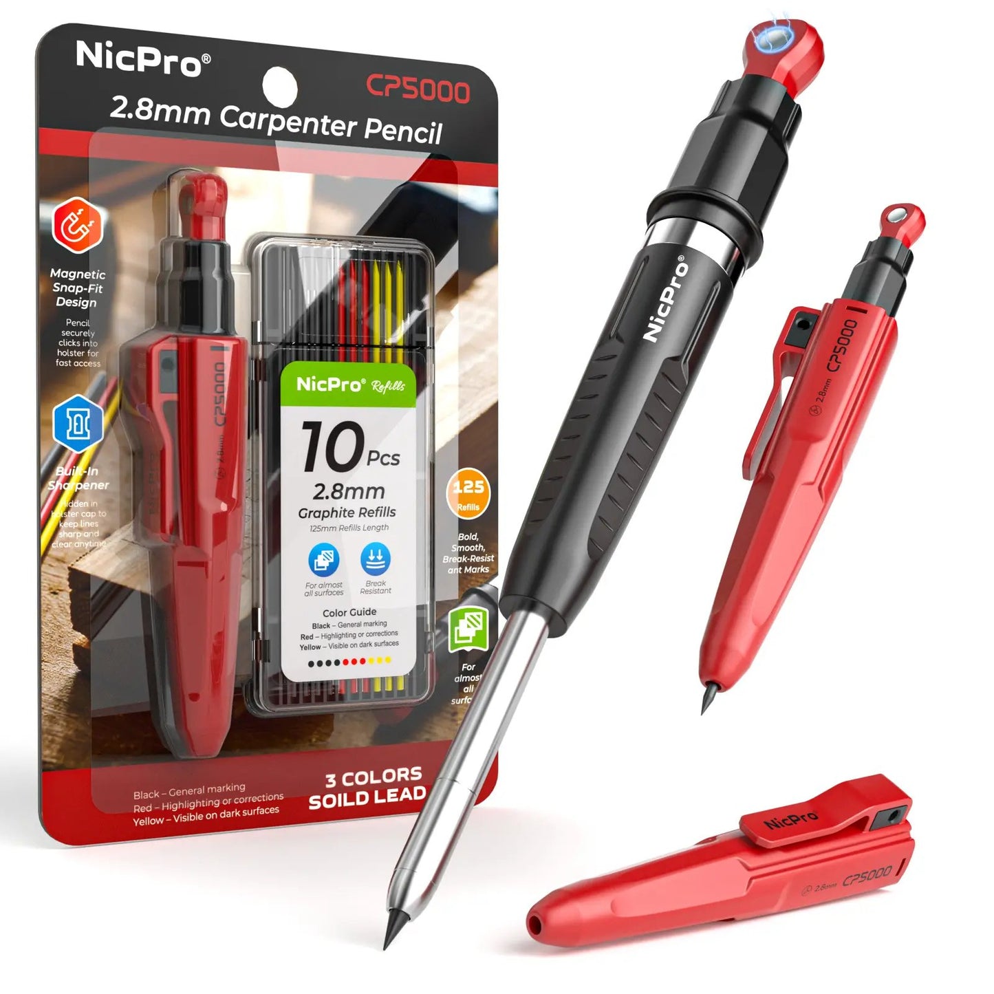✍️7-In-1 Nicpro Carpenter Pencils with Sharpener