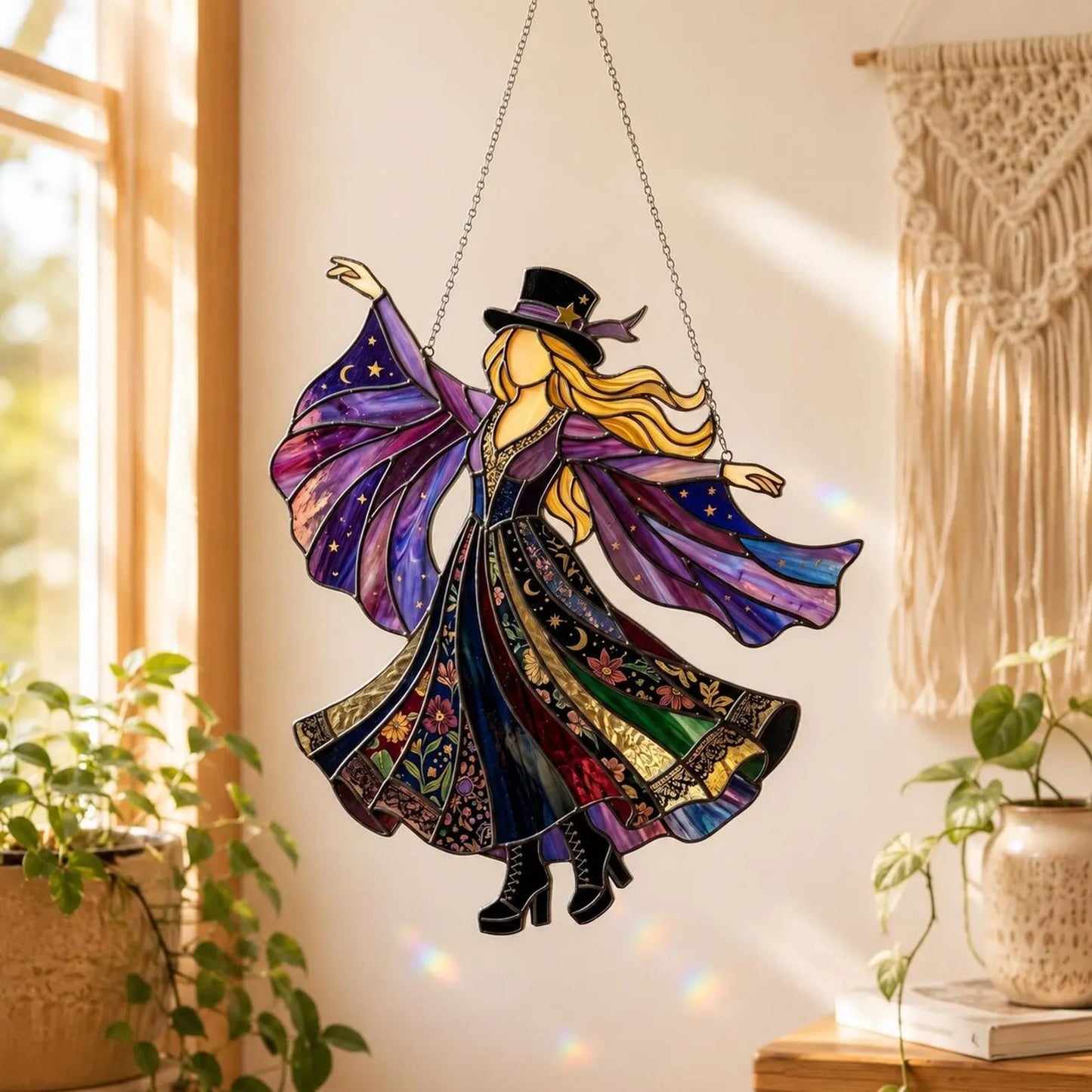 💥LAST DAY 57% OFF - 💃Stevie Nicks🤘Handmade Stained Glass Spinner